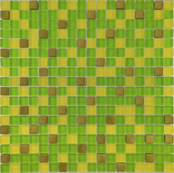 Плитка 457 МИКС ЗЕЛЕНЫЙ-ЖЕЛТЫЙ-ЗОЛОТО МОЗАИКА