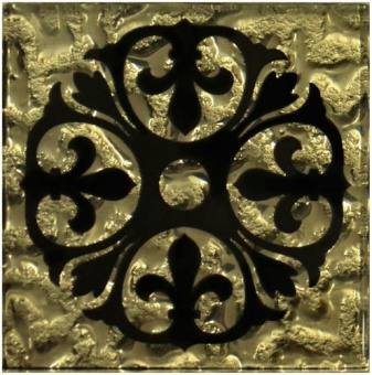 Плитка ТАКО НАПОЛЬНАЯ ВСТАВКА БУТОН ЗОЛОТО РИФЛ. 773  66х66х8